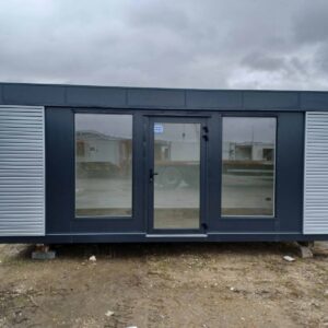 Pawilon handlowy Open Space antracyt z szarymi lamelami 3 × 6 m