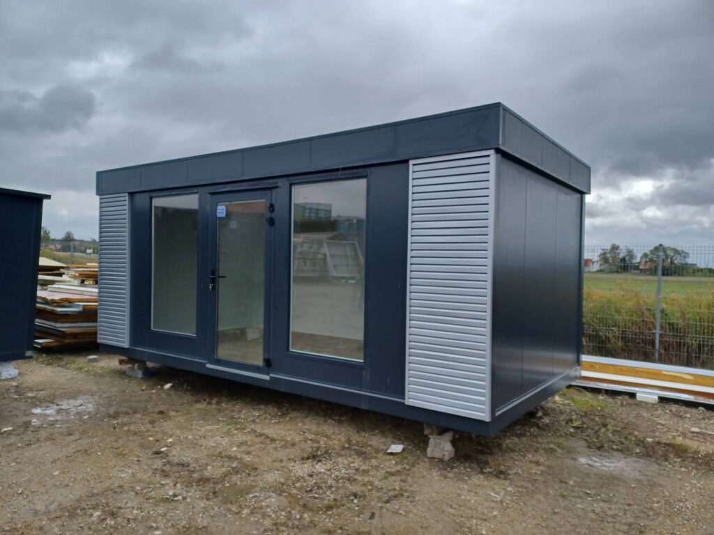 Pawilon handlowy Open Space antracyt z szarymi lamelami 3 × 6 m – zdjęcie 2