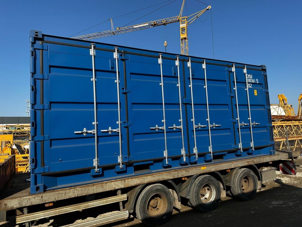 Kontener morski 20 DV Open Side One Way – niebieski RAL 5010 – zdjęcie 5