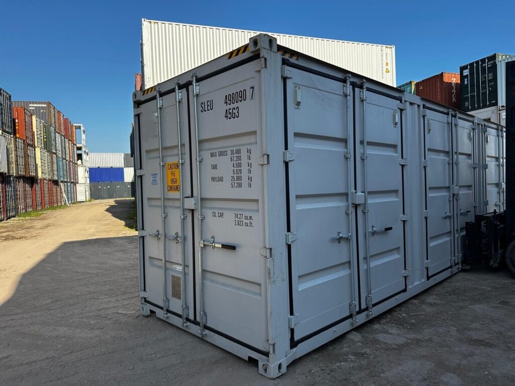 Nowy kontener magazynowy 40 HC Open Side – szary RAL 7035 – zdjęcie 1
