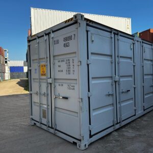 Nowy kontener magazynowy 40 HC Open Side – szary RAL 7035