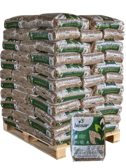 Pellet drzewny Biosar – 77 × 15 kg – zdjęcie 1