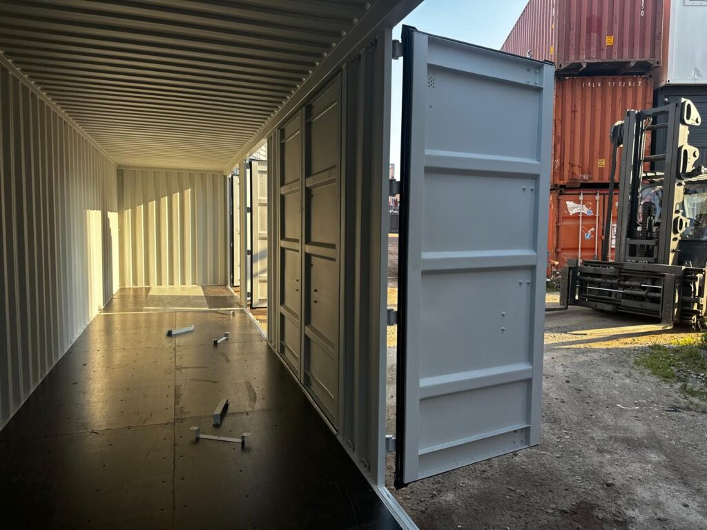 Nowy kontener magazynowy 40 HC Open Side – szary RAL 7035 – zdjęcie 3